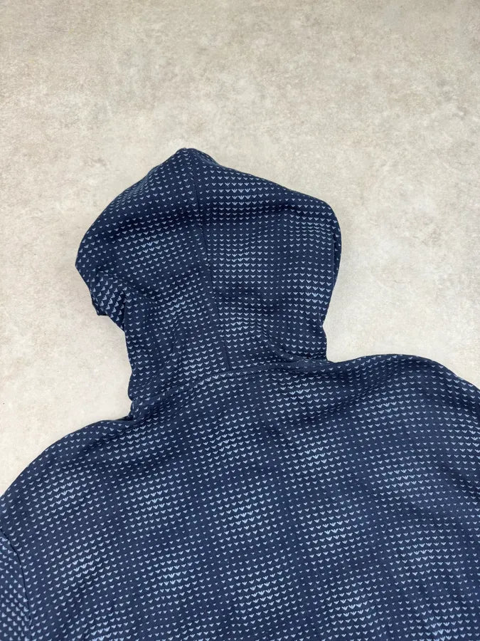 2000s Armani Navy Logo Optical Hallucination Zip-up Hoodie UihasBv 6