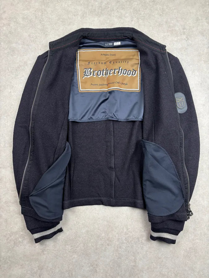 2000s Armani Navy Wool Zip-Up Jacket ilAZxNC 6