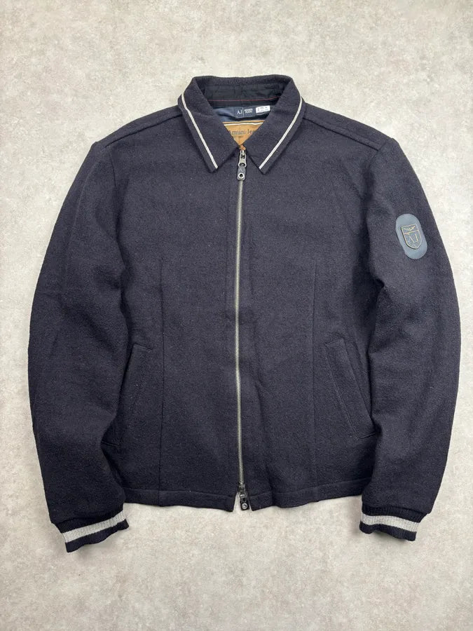 2000s Armani Navy Wool Zip-Up Jacket ilAZxNC 0