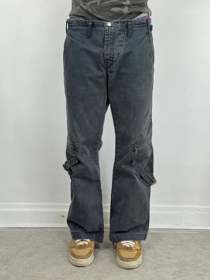 AW2005 Armani Bondage Large Navy Flared Pants QGHLDUH 1