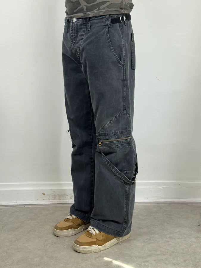 AW2005 Armani Bondage Large Navy Flared Pants QGHLDUH 2