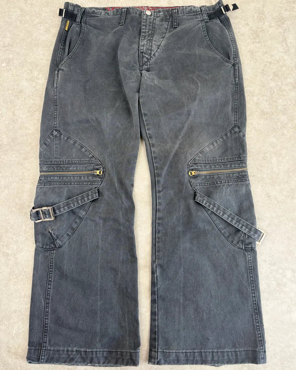 AW2005 Armani Bondage Large Navy Flared Pants QGHLDUH 0