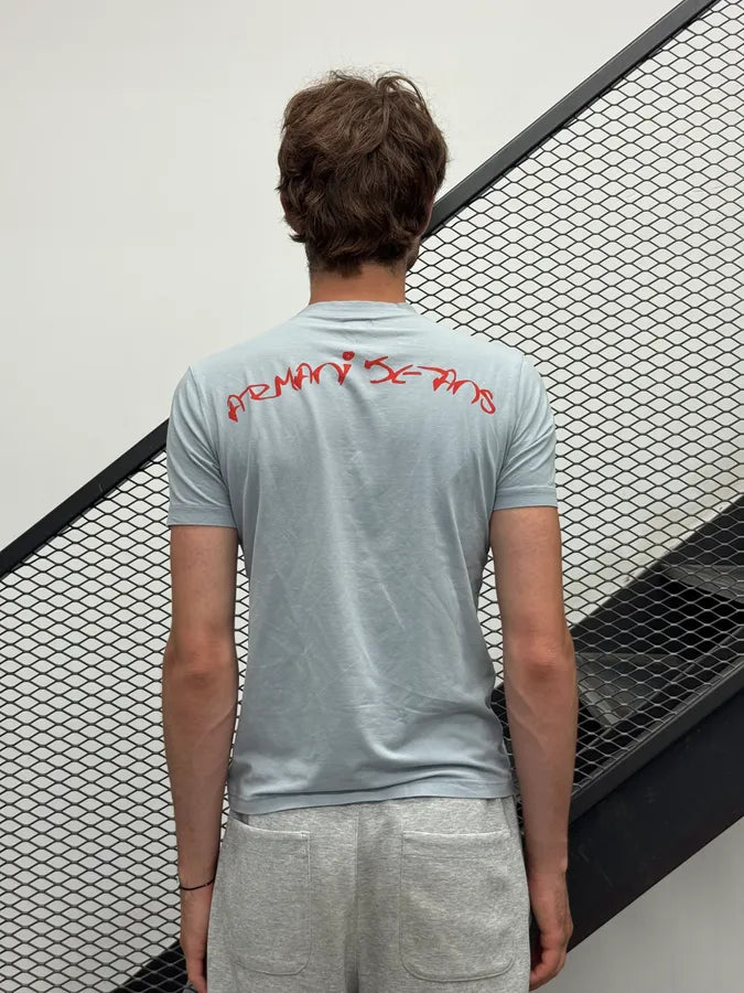 Armani Jeans Tribal Floral Light Blue & Red T-Shirt UARRmmh 3