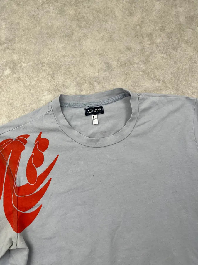 Armani Jeans Tribal Floral Light Blue & Red T-Shirt UARRmmh 4