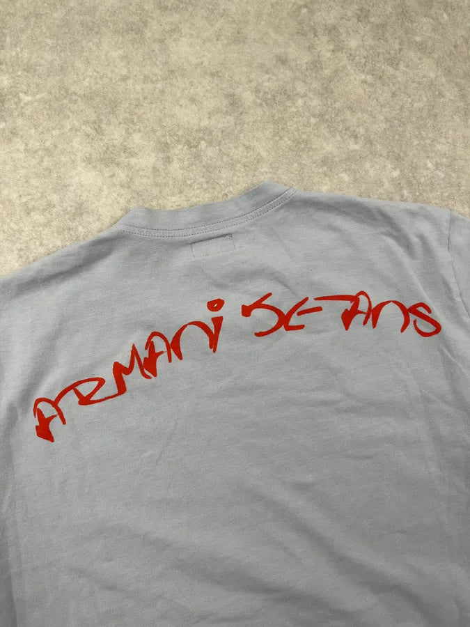 Armani Jeans Tribal Floral Light Blue & Red T-Shirt UARRmmh 5
