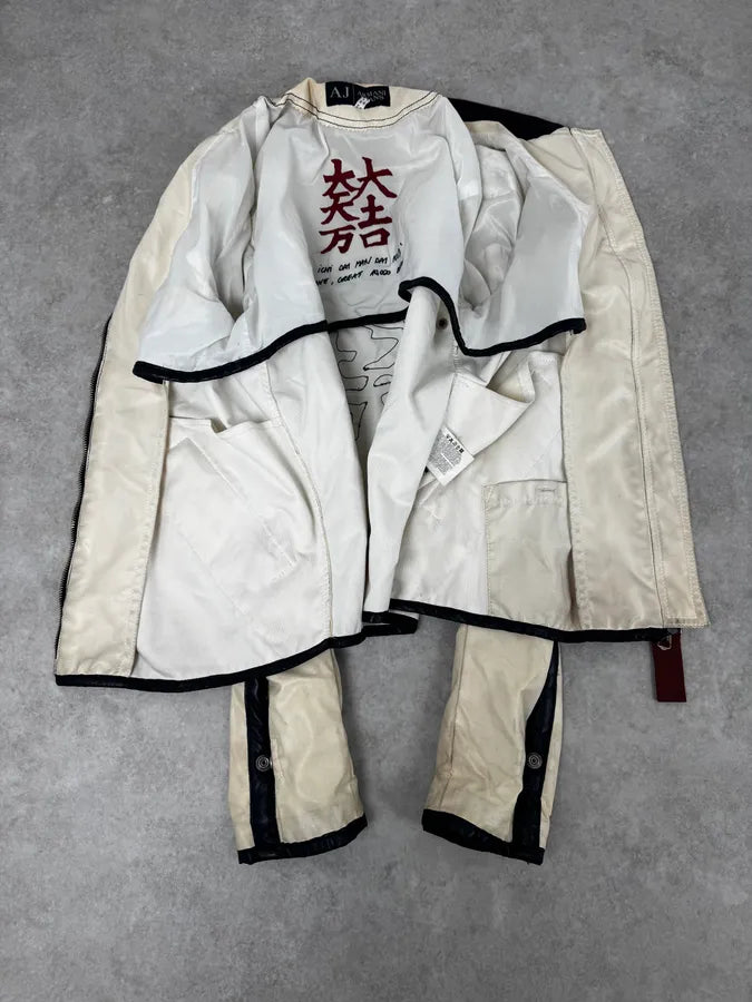 Armani jeans White Kanji Nylon Jacket hVxRUxm 6