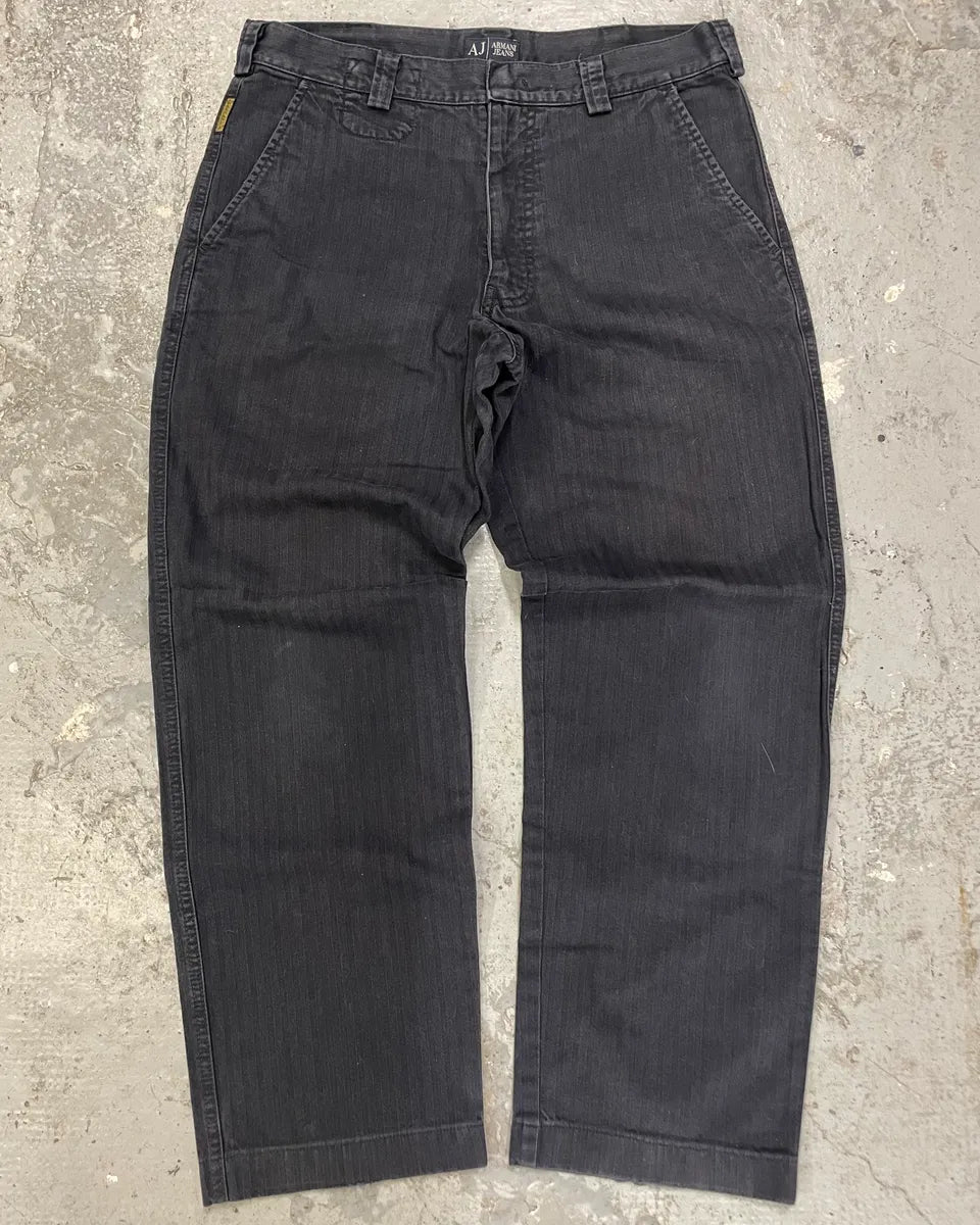 Armani Minimalist Grey Navy Cotton Pants (M) 0