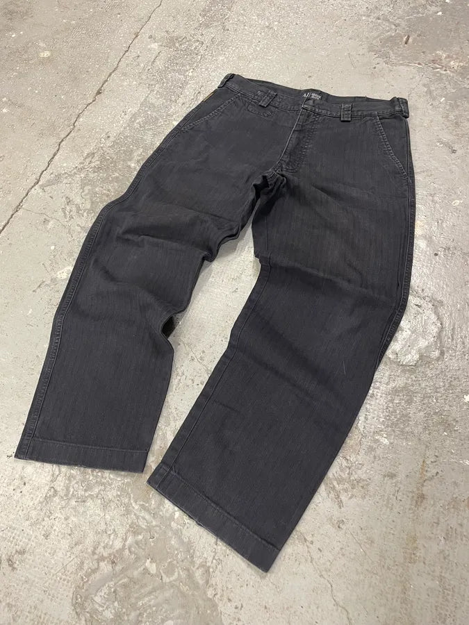 Armani Minimalist Grey Navy Cotton Pants (M) 1