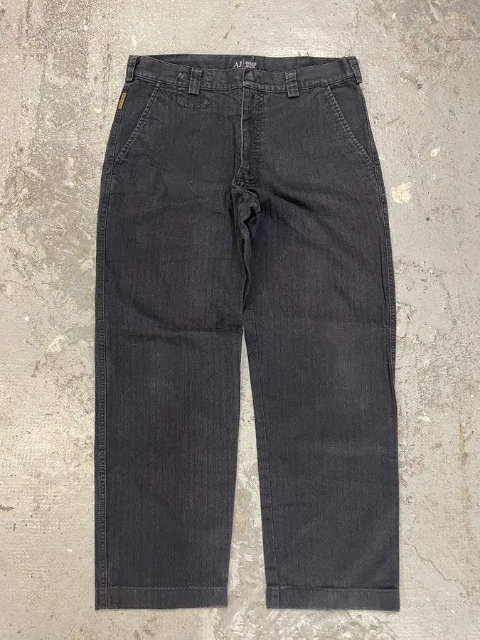 Armani Minimalist Grey Navy Cotton Pants (M) 3