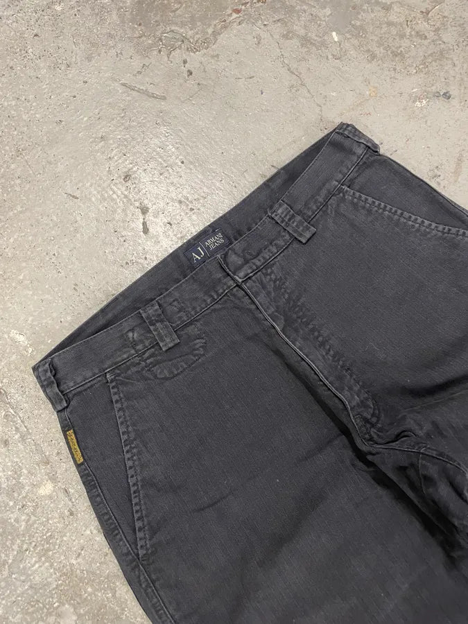 Armani Minimalist Grey Navy Cotton Pants (M) 4