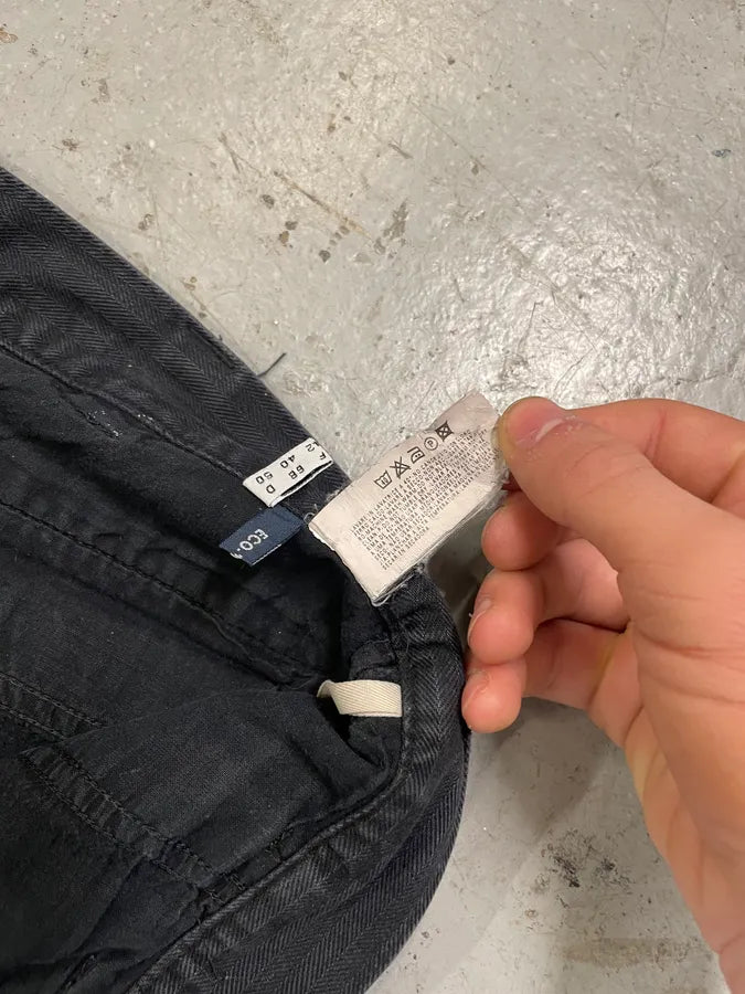 Armani Minimalist Grey Navy Cotton Pants (M) 5