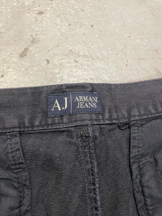 Armani Minimalist Grey Navy Cotton Pants (M) 6