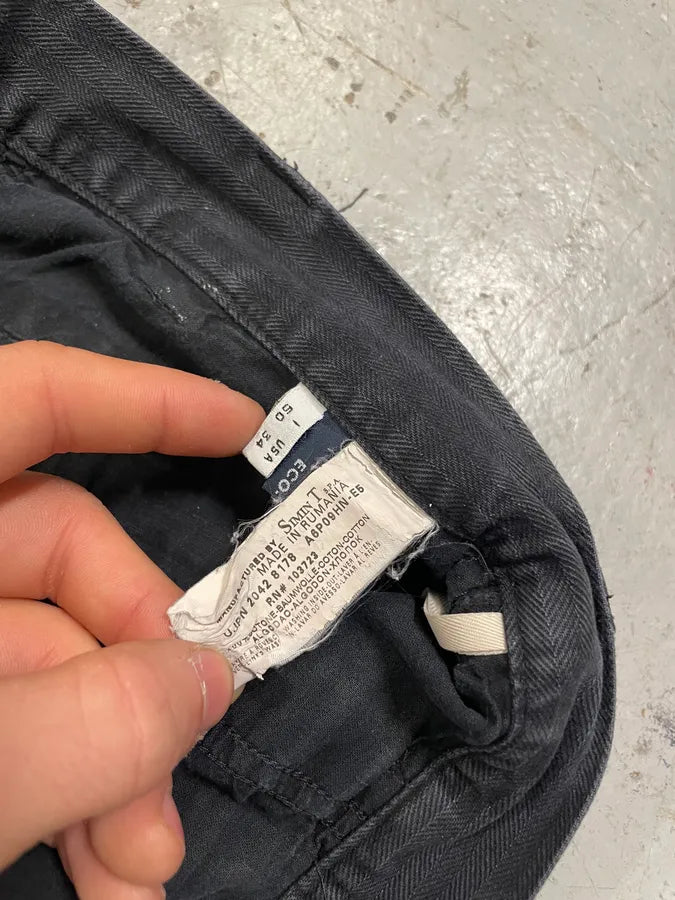 Armani Minimalist Grey Navy Cotton Pants (M) 7