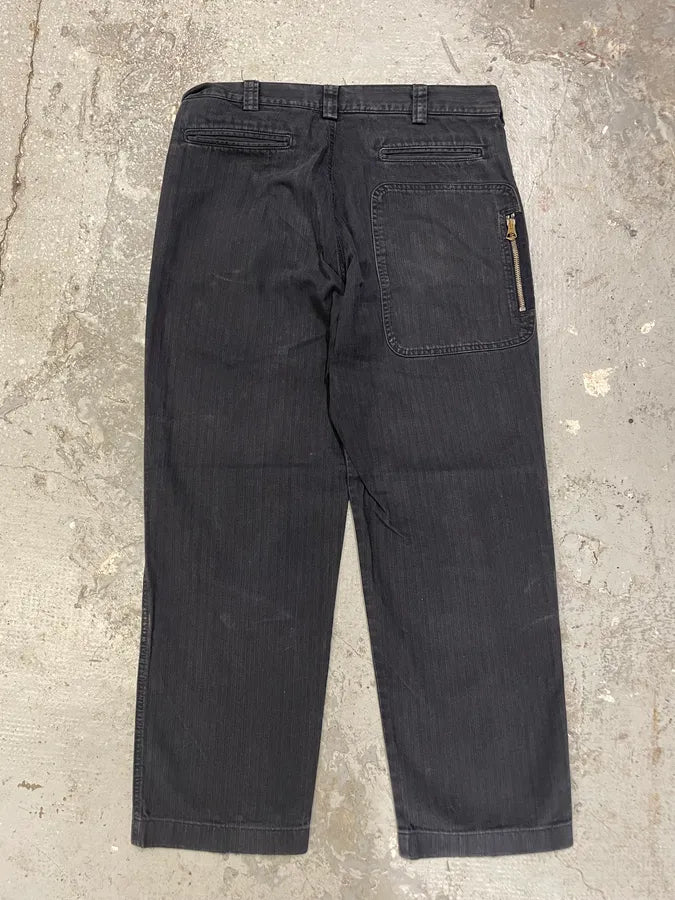 Armani Minimalist Grey Navy Cotton Pants (M) 8