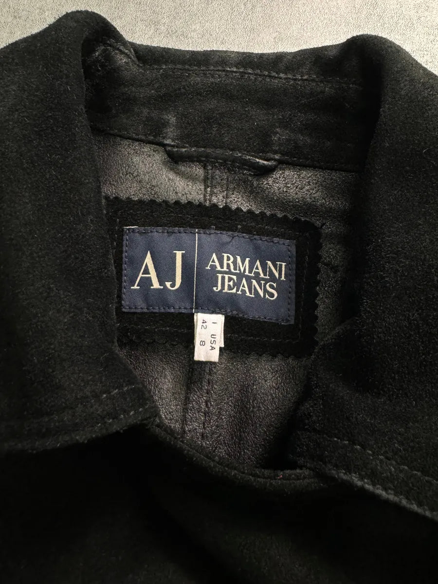 2010s Armani Multi-Zip Black Suede Leather Trench Coat ImZcvJL 5