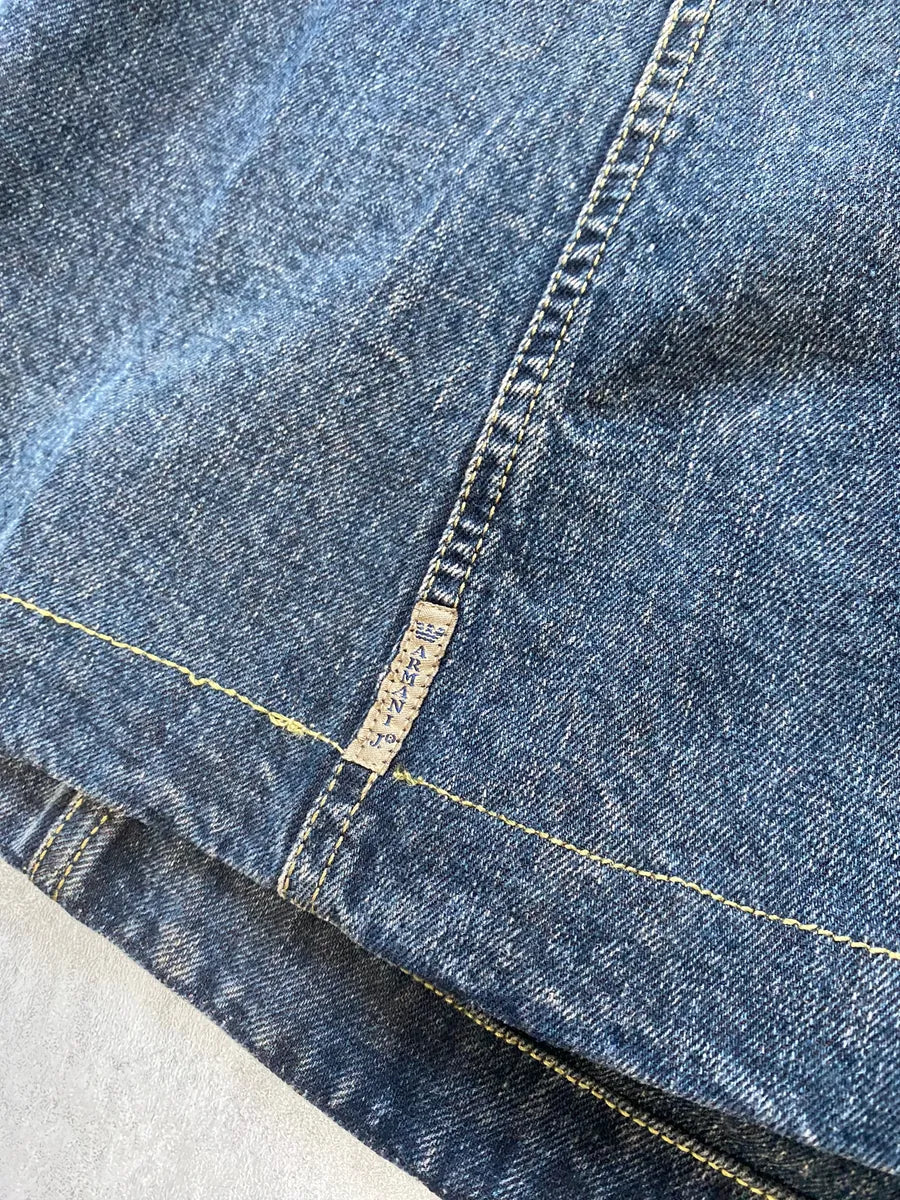 2000s Armani Blue Multi-Zips Denim Trench Coat RvTeqKo 11