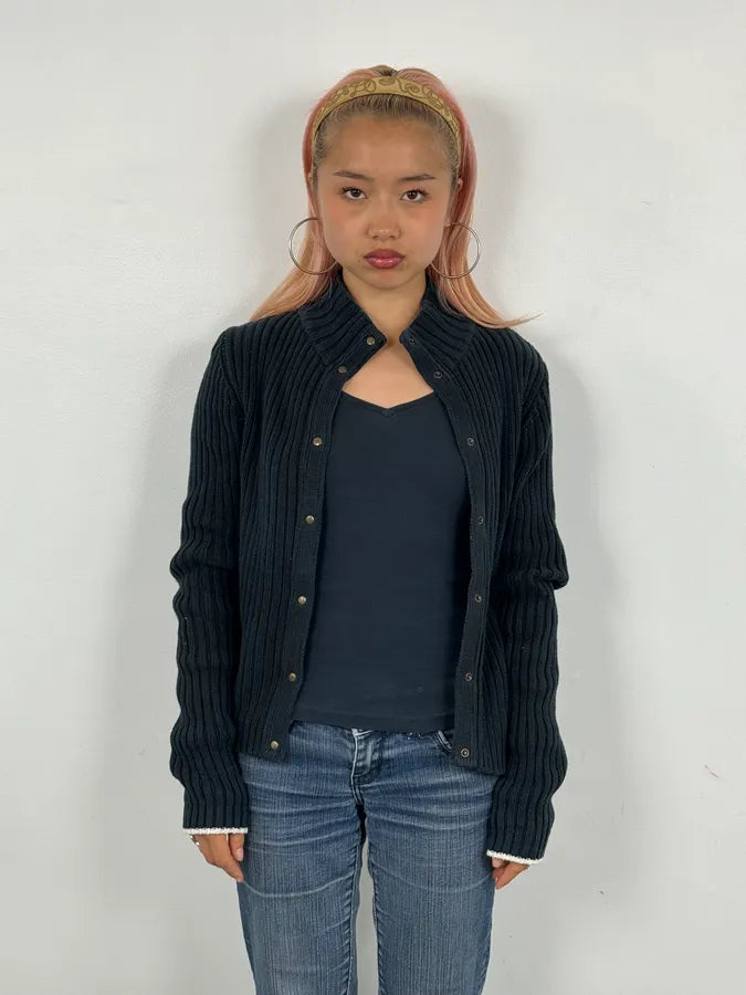 Armani Navy Buttoned Turtleneck Wool Sweater jlClJpx 1