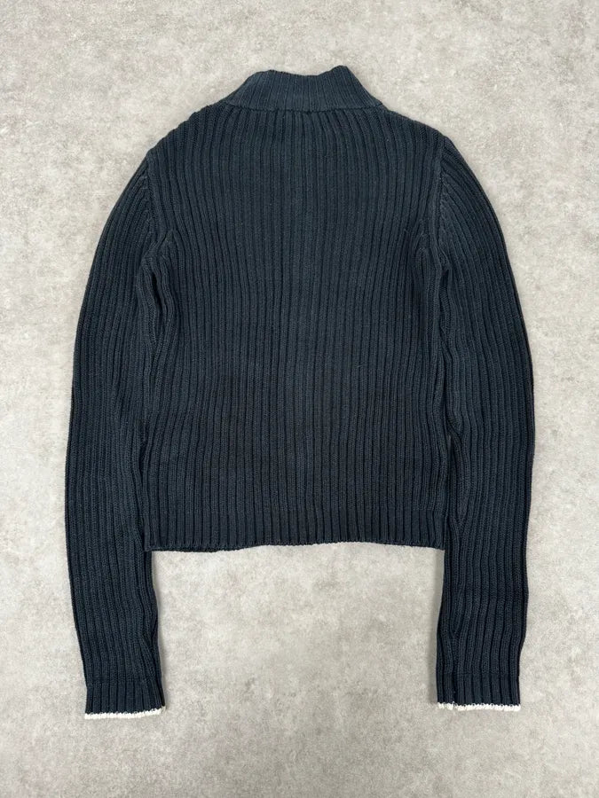 Armani Navy Buttoned Turtleneck Wool Sweater jlClJpx 3