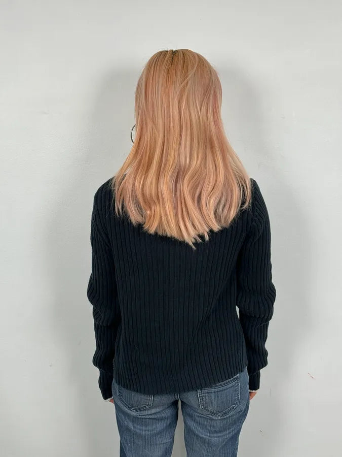 Armani Navy Buttoned Turtleneck Wool Sweater jlClJpx 2
