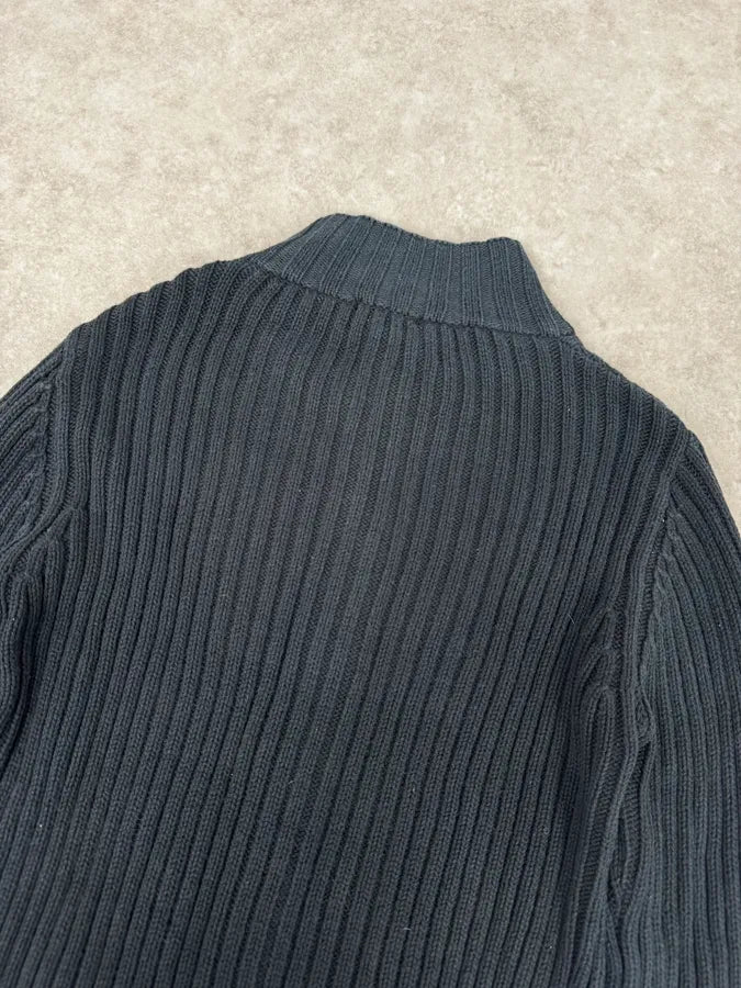 Armani Navy Buttoned Turtleneck Wool Sweater jlClJpx 5