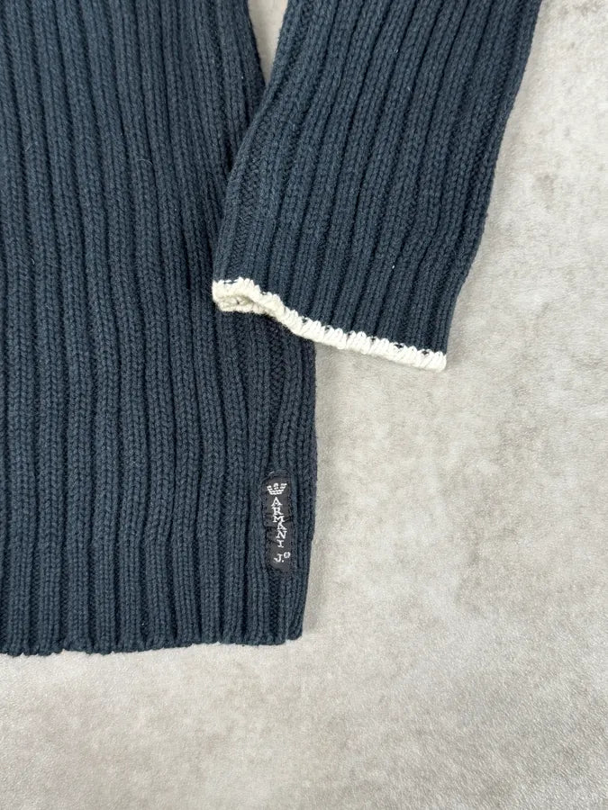 Armani Navy Buttoned Turtleneck Wool Sweater jlClJpx 7