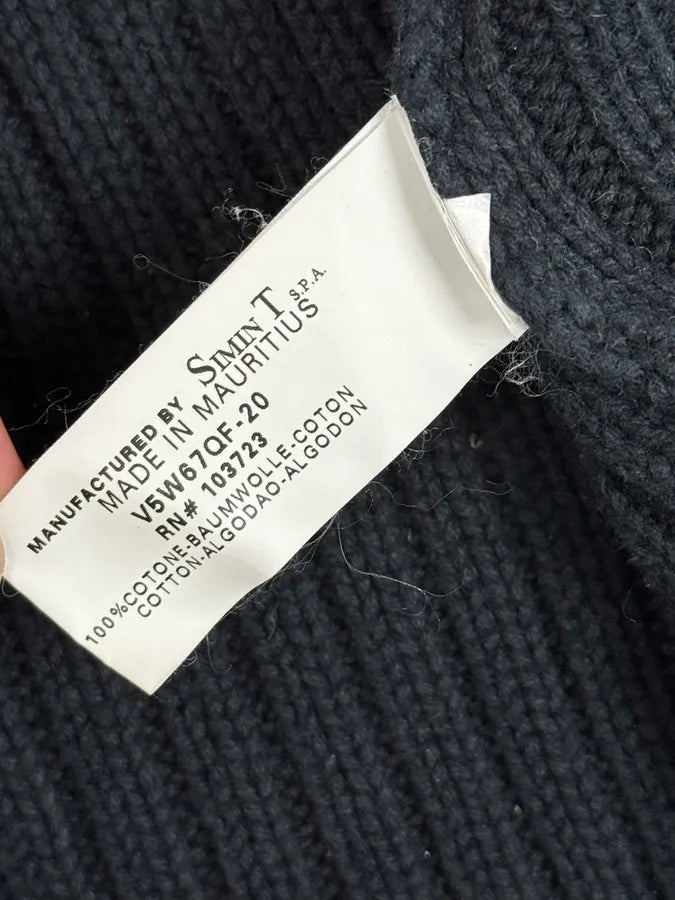 Armani Navy Buttoned Turtleneck Wool Sweater jlClJpx 10