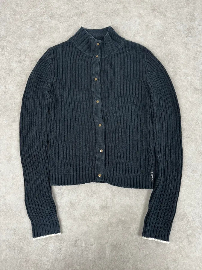 Armani Navy Buttoned Turtleneck Wool Sweater jlClJpx 0