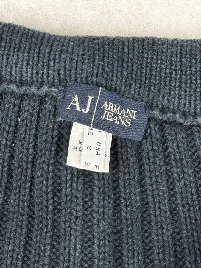 Armani Navy Buttoned Turtleneck Wool Sweater jlClJpx 9