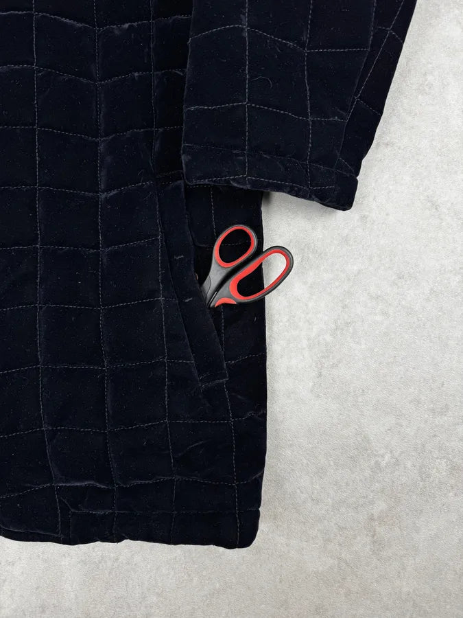 Armani Navy Quilted Velvet Contrast Collar Jacket KEJUFls 9