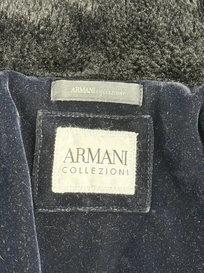 Armani Navy Quilted Velvet Contrast Collar Jacket KEJUFls 10