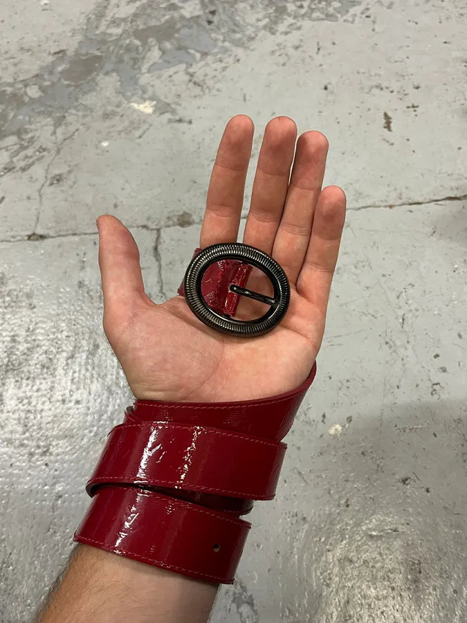 Armani Red Patina Leather Belt XxpETHI 1