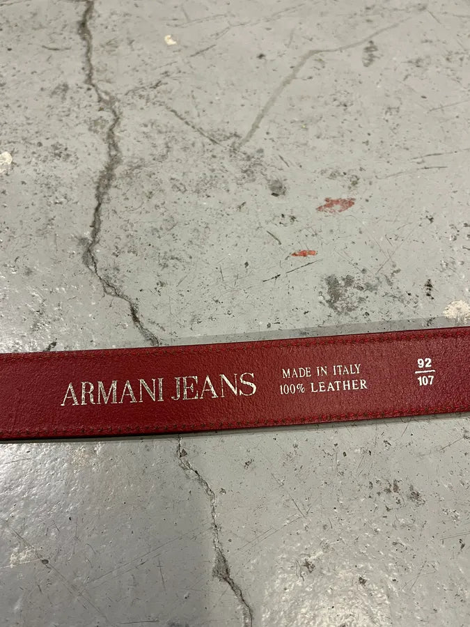 Armani Red Patina Leather Belt XxpETHI 7