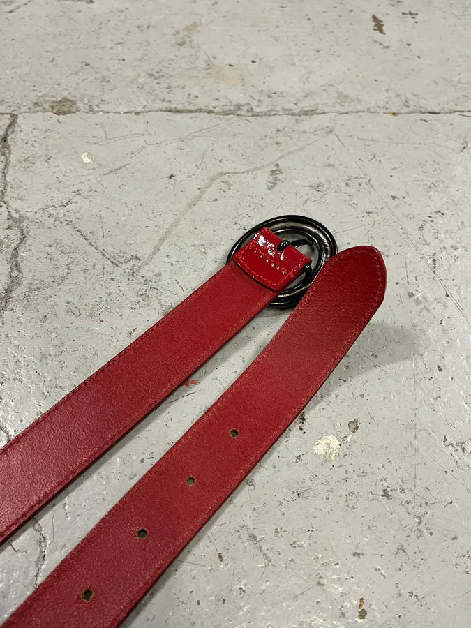Armani Red Patina Leather Belt XxpETHI 3