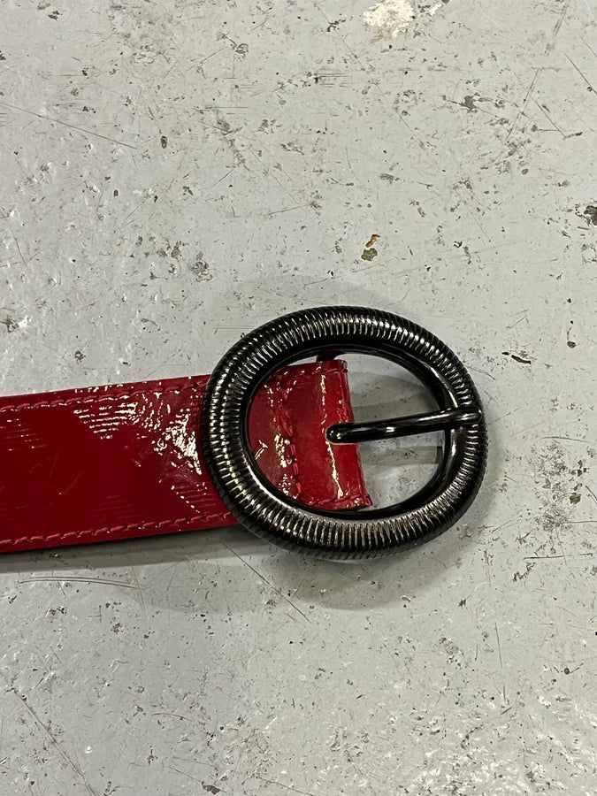 Armani Red Patina Leather Belt XxpETHI 6