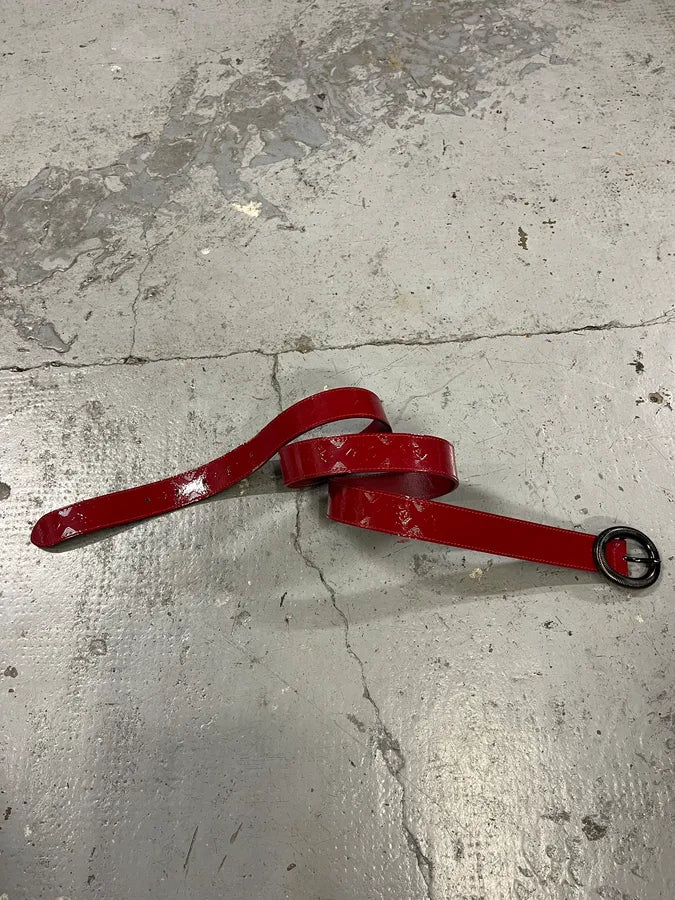 Armani Red Patina Leather Belt XxpETHI 5