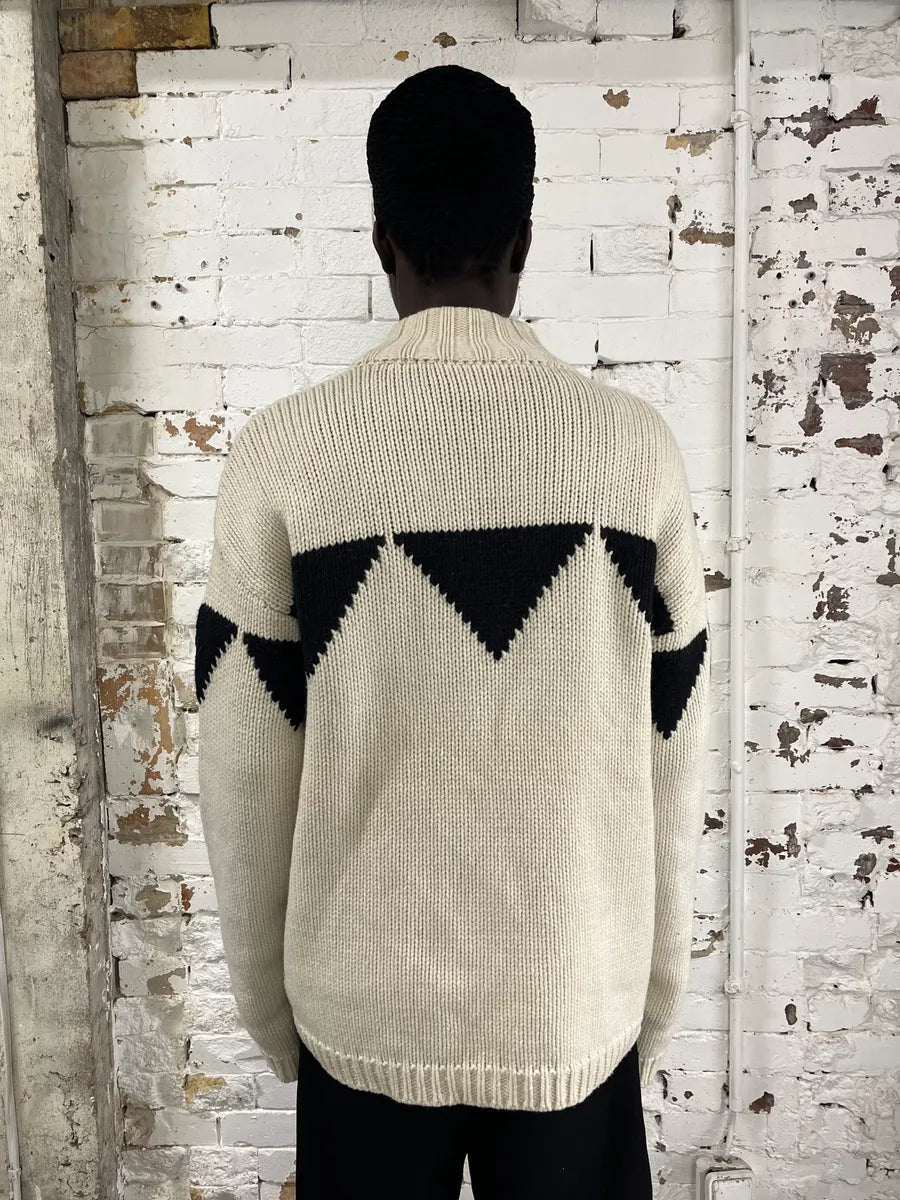 Armani Triangle Cream Wool Zip-Up Sweater DpJLiUb 1