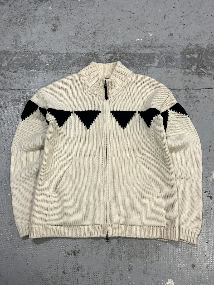 Armani Triangle Cream Wool Zip-Up Sweater DpJLiUb 2