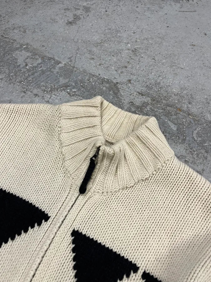 Armani Triangle Cream Wool Zip-Up Sweater DpJLiUb 4