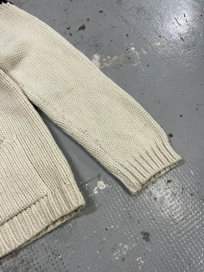 Armani Triangle Cream Wool Zip-Up Sweater DpJLiUb 5