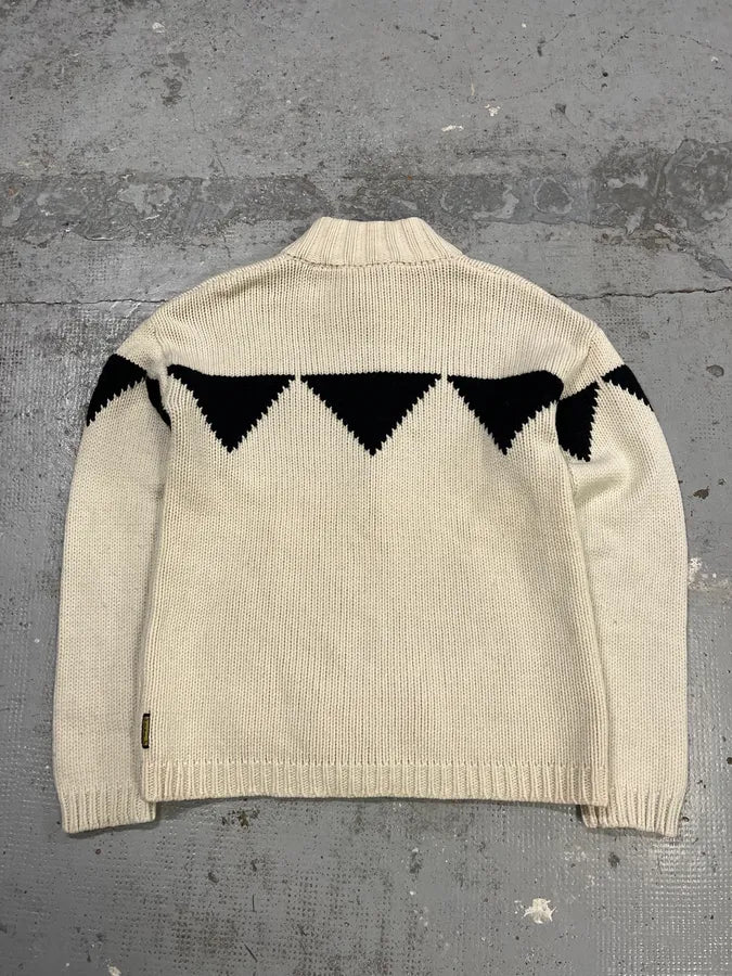 Armani Triangle Cream Wool Zip-Up Sweater DpJLiUb 6
