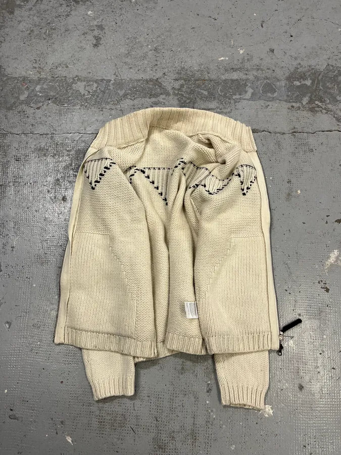 Armani Triangle Cream Wool Zip-Up Sweater DpJLiUb 7