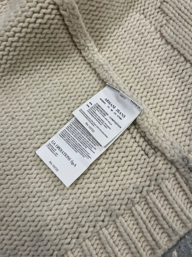 Armani Triangle Cream Wool Zip-Up Sweater DpJLiUb 8