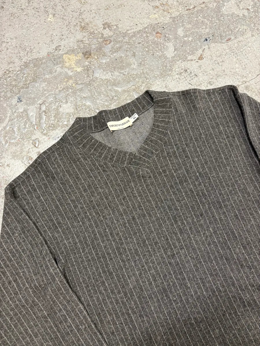 1980s Emporio Armani V-Neck Grey Sweater wiGysJe 4