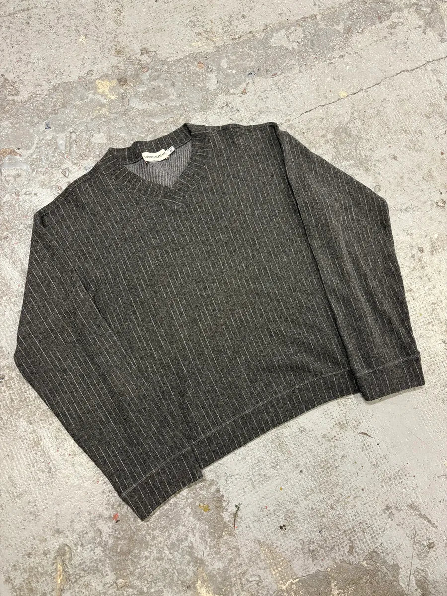 1980s Emporio Armani V-Neck Grey Sweater wiGysJe 3