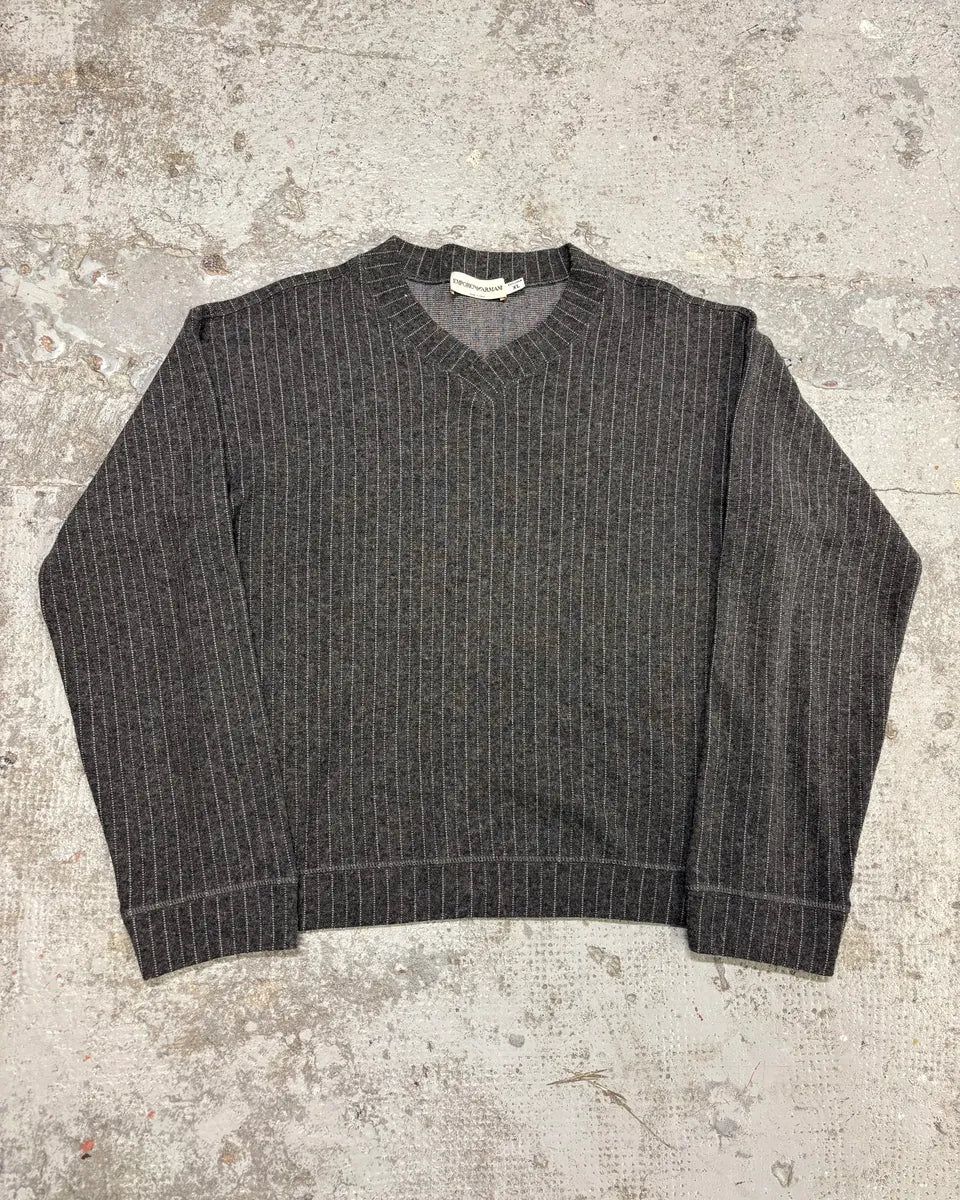 1980s Emporio Armani V-Neck Grey Sweater wiGysJe 2