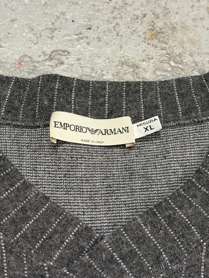 1980s Emporio Armani V-Neck Grey Sweater wiGysJe 6