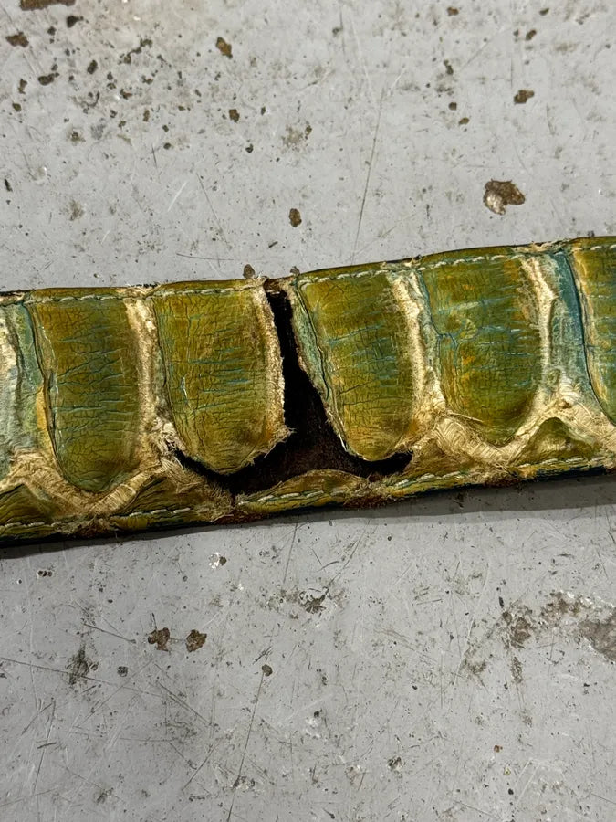 Artisanal Green & Blue Gradient Milanese Python Leather Belt YPUBuOx 6