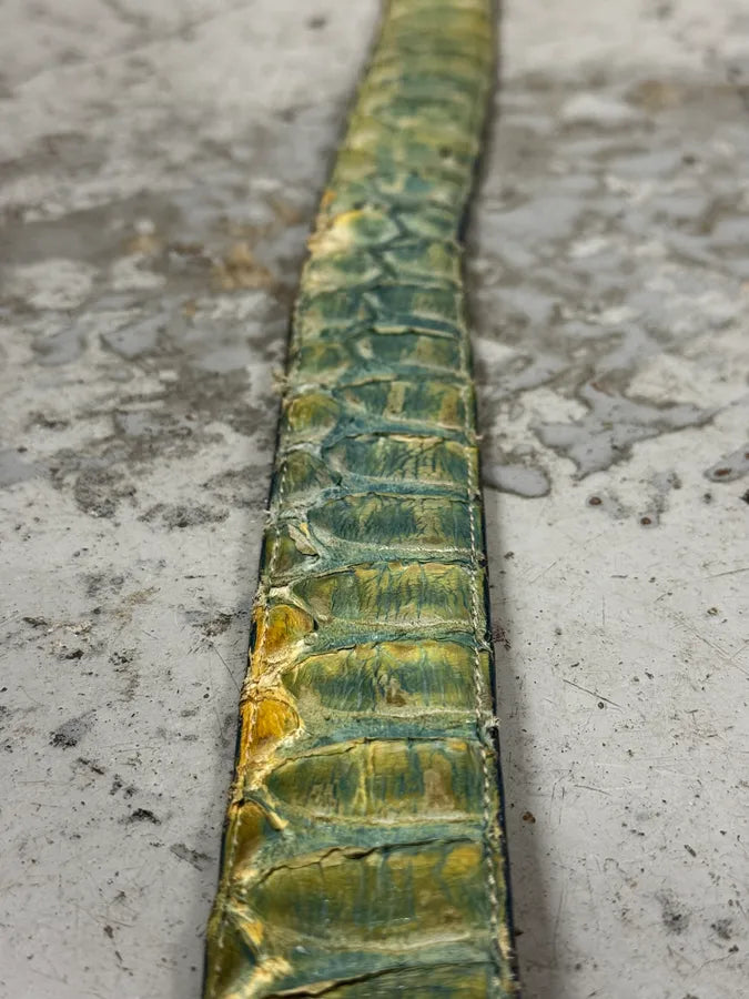 Artisanal Green & Blue Gradient Milanese Python Leather Belt YPUBuOx 5