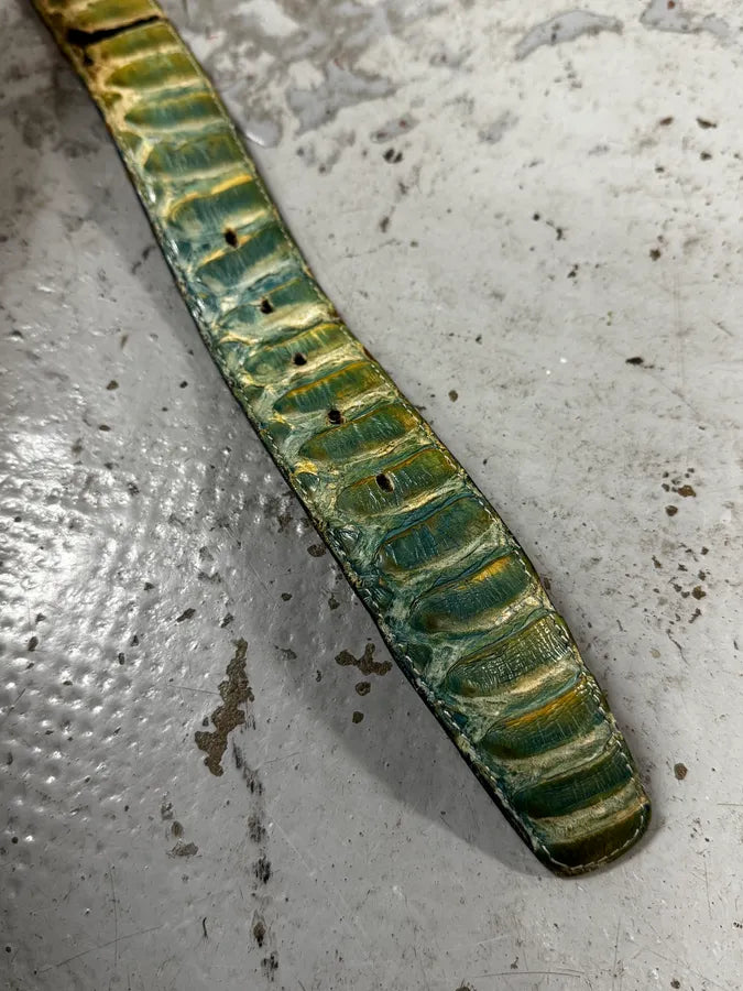 Artisanal Green & Blue Gradient Milanese Python Leather Belt YPUBuOx 4