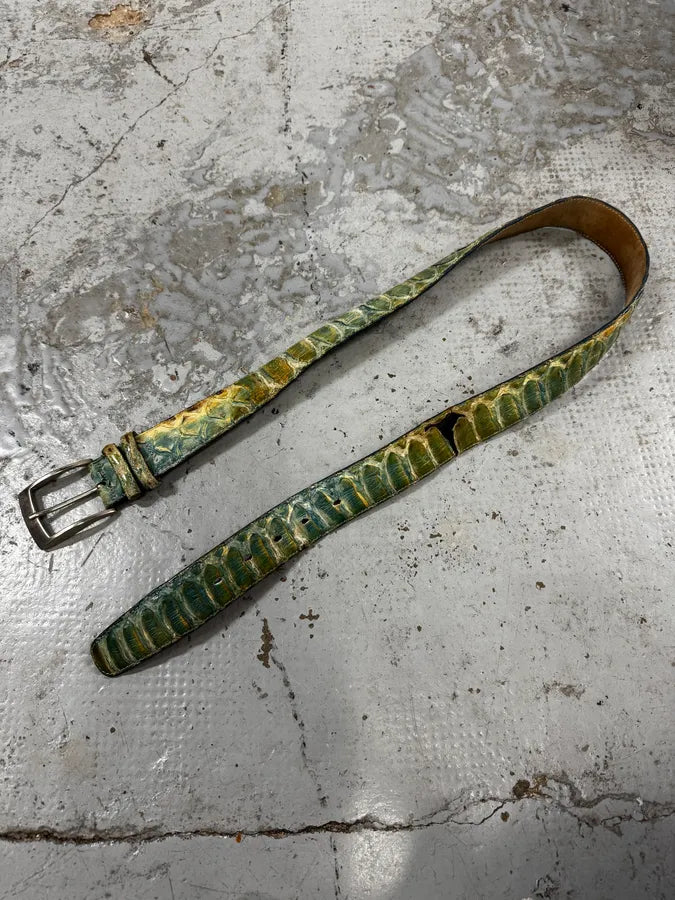 Artisanal Green & Blue Gradient Milanese Python Leather Belt YPUBuOx 2